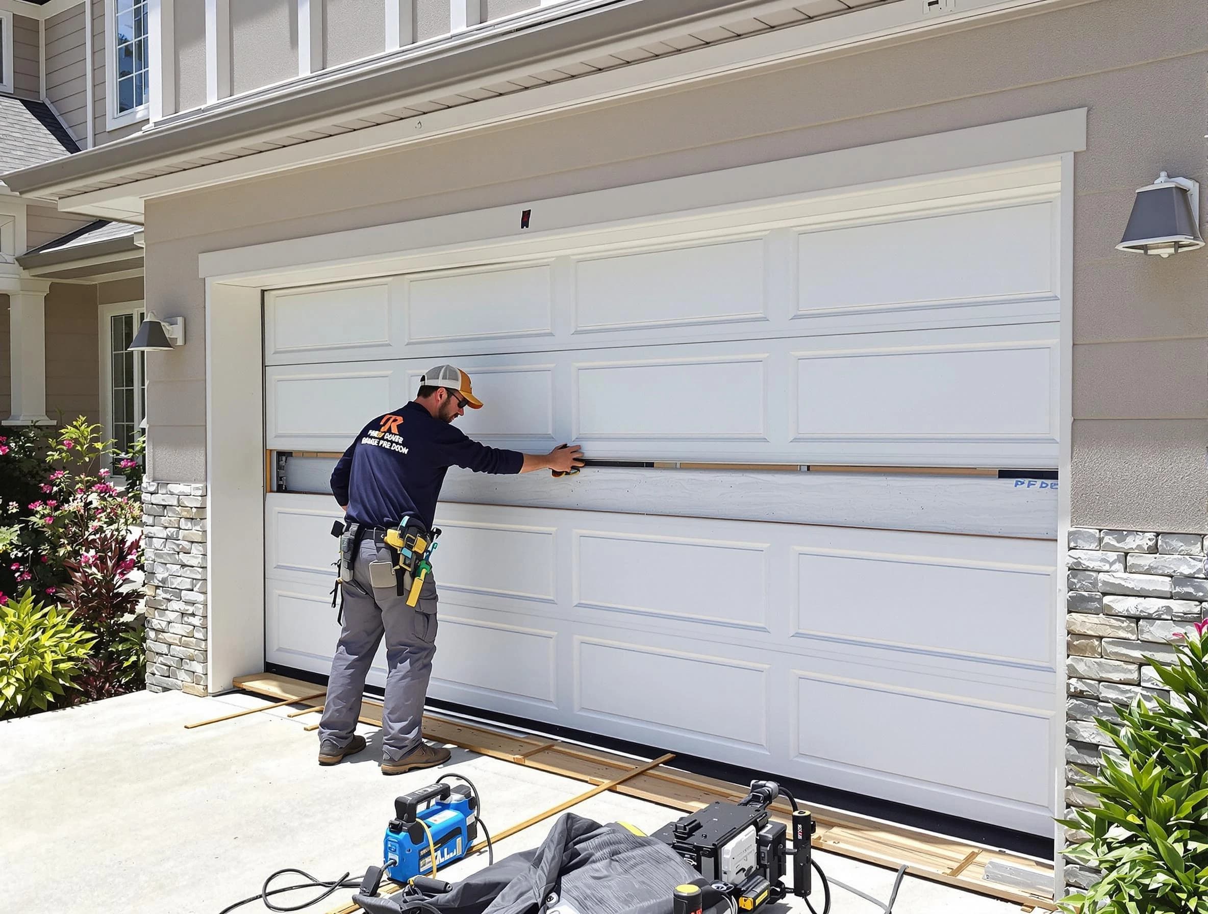 North Plainfield Garage Door Repair team performing complete garage door replacement at North Plainfield residence