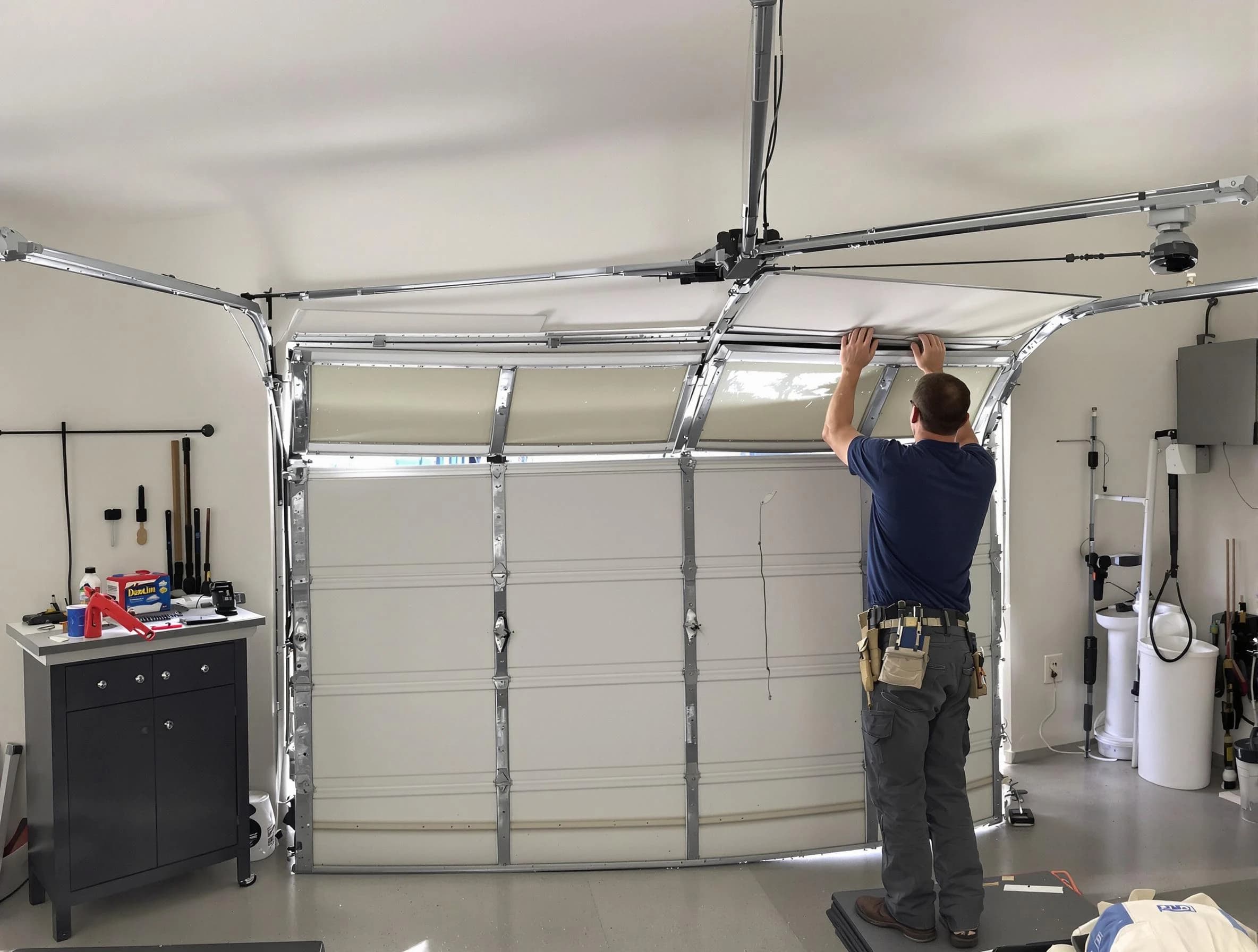 North Plainfield Garage Door Repair specialist performing precise section replacement on North Plainfield garage door