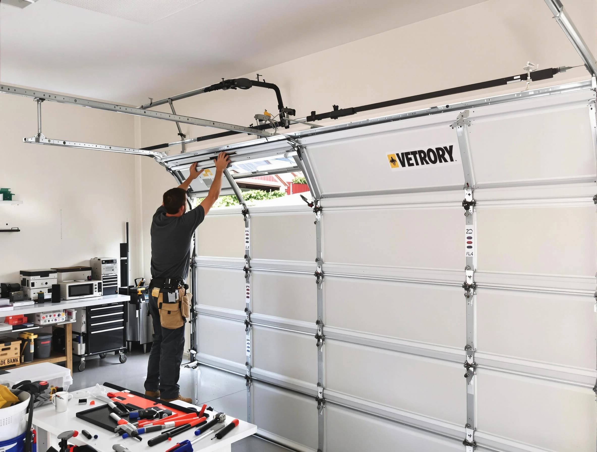 North Plainfield Garage Door Repair technician performing section replacement in North Plainfield